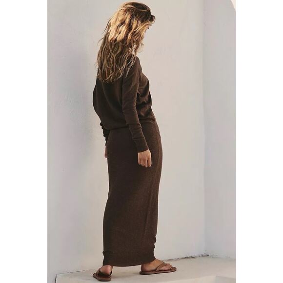 Free People Free-est Hollis Sweater Midi Dress Size Medium Carafe Cotton Linen - Picture 2 of 13